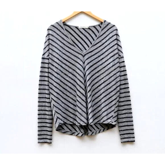 Rag and Bone STRIPED HUDSON VEE LONG SLEEVE Sweater Knit Top Chevron V n… - Picture 3 of 6